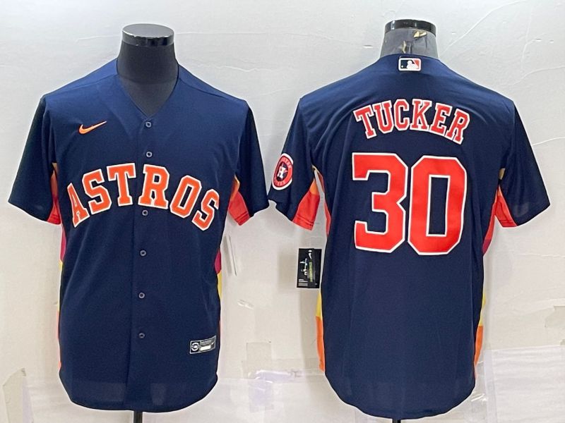 Men Houston Astros 30 Tucker Blue Game Nike 2022 MLB Jerseys
